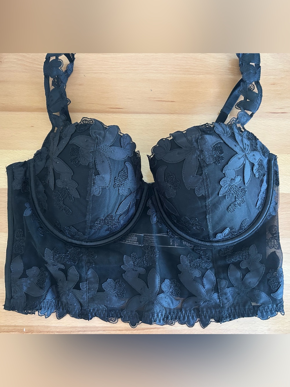 Victoria's Secret Black Lace Bustier Bra 36D